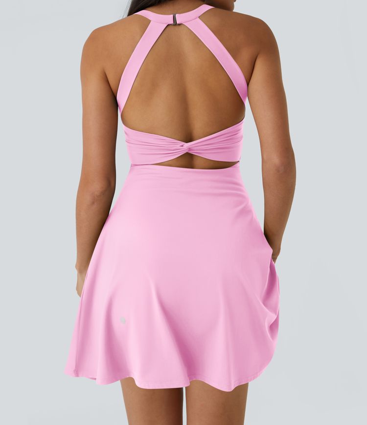 Backless Twisted Flare Dance Active Dress-Longer Length-Easy Peezy Edition