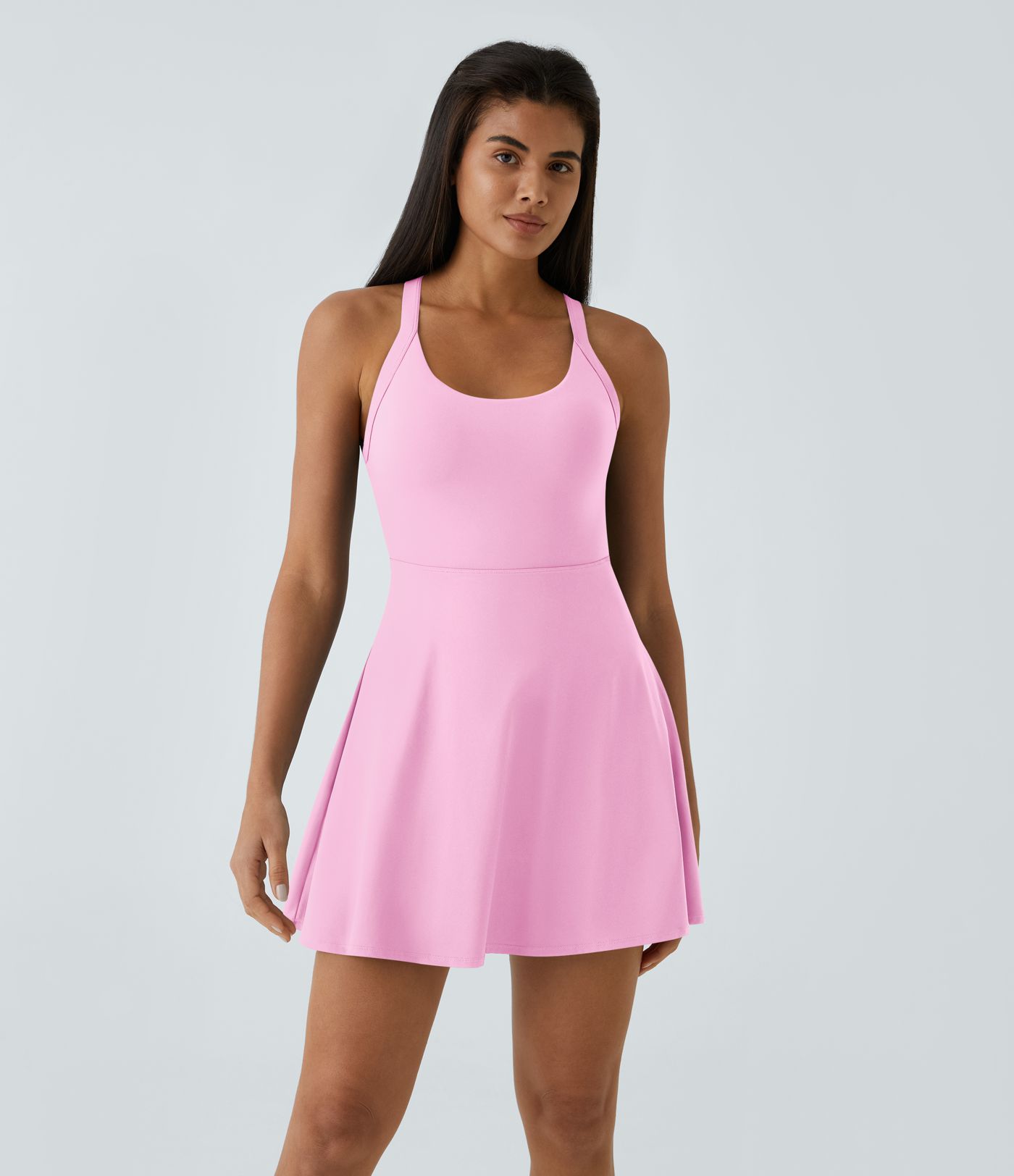 SoftlyZero™ Airy Backless Twisted Flare Low Support Dance Active Dress-Longer Length-Easy Peezy Edition A-C Cups