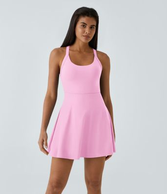 SoftlyZero™ Airy Backless Twisted Flare Low Support Dance Active Dress-Longer Length-Easy Peezy Edition A-C Cups