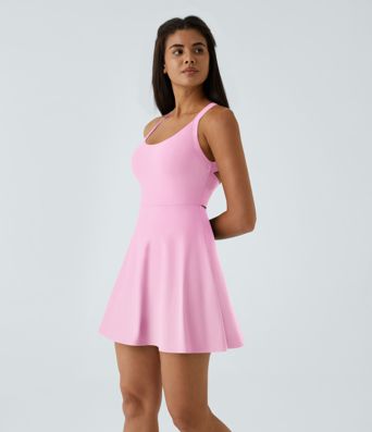 SoftlyZero™ Airy Backless Twisted Flare Low Support Dance Active Dress-Longer Length-Easy Peezy Edition A-C Cups