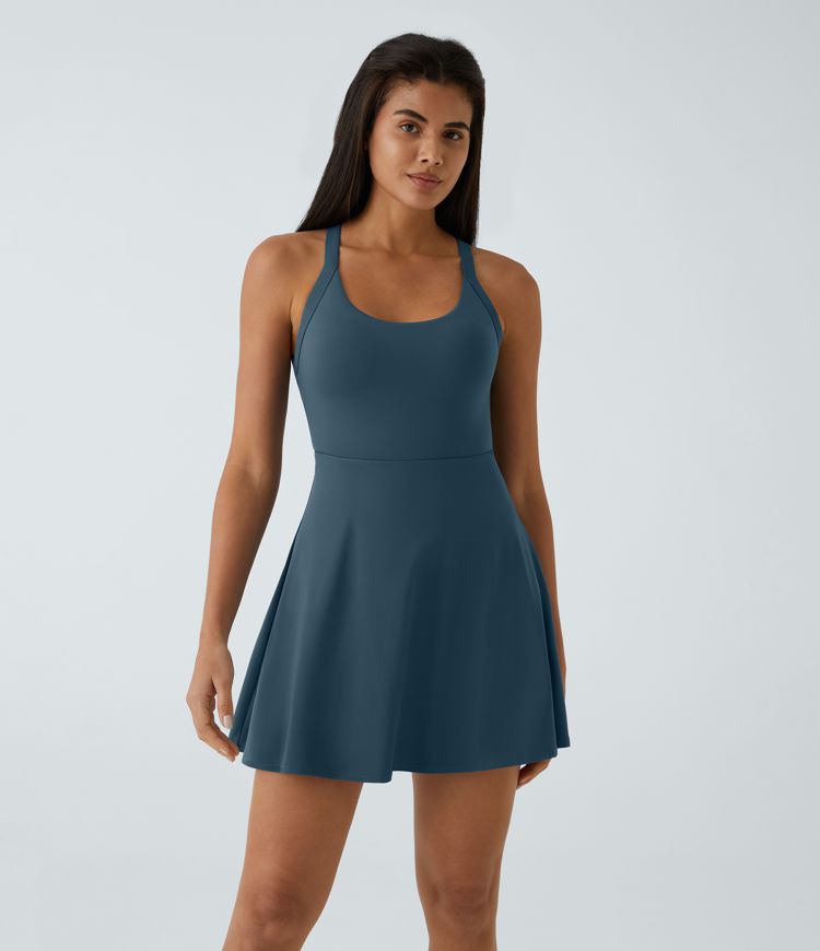Backless Twisted Flare Dance Active Dress-Longer Length-Easy Peezy Edition