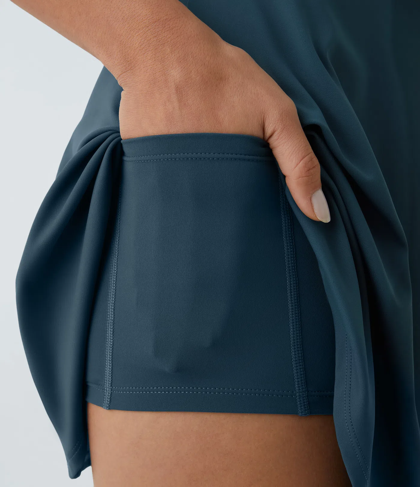 2-in-1-Mini-Tanzkleid mit U-Ausschnitt, rückenfrei, verdrehter Ausschnitt, Seitentasche-Easy Peezy