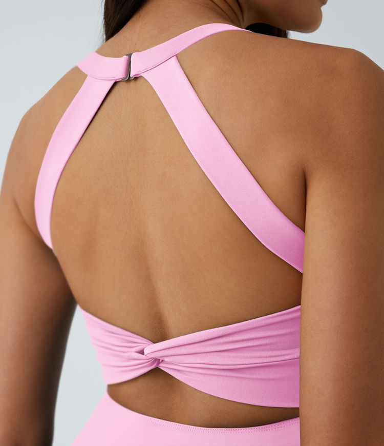 Backless Twisted Flare Low Support Dance Active Dress-Longer Length-Easy Peezy Edition A-C Cups