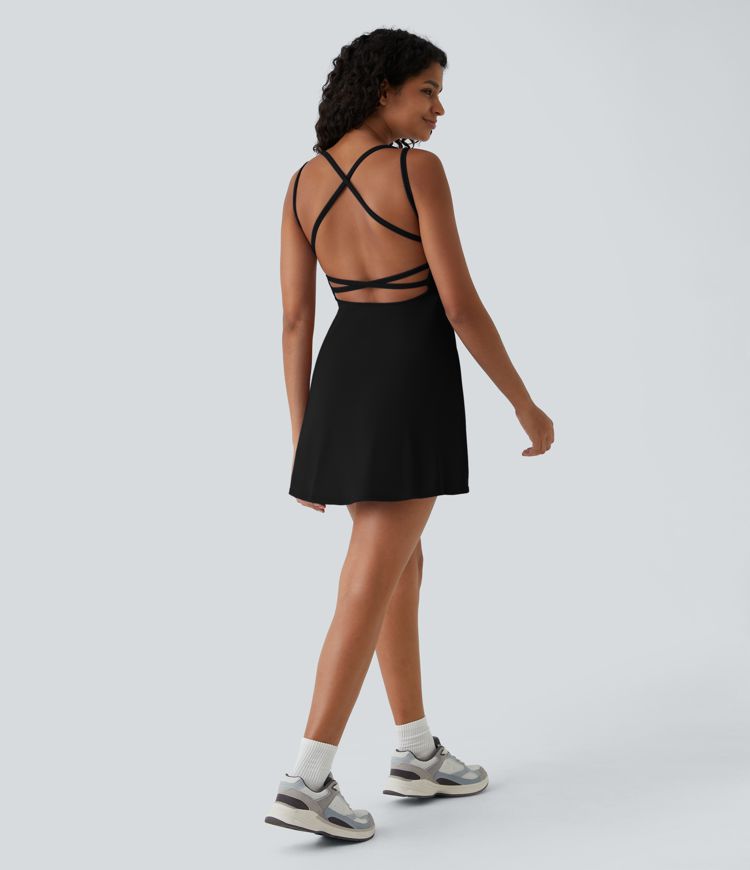 Everyday Vestido acampanado ballet baile sin espalda cruzada - Sin pantalones cortos de forro