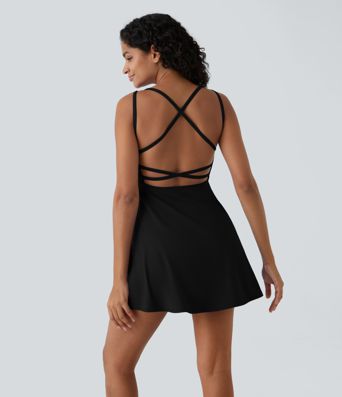 Everyday Vestido acampanado ballet baile sin espalda cruzada - Sin pantalones cortos de forro