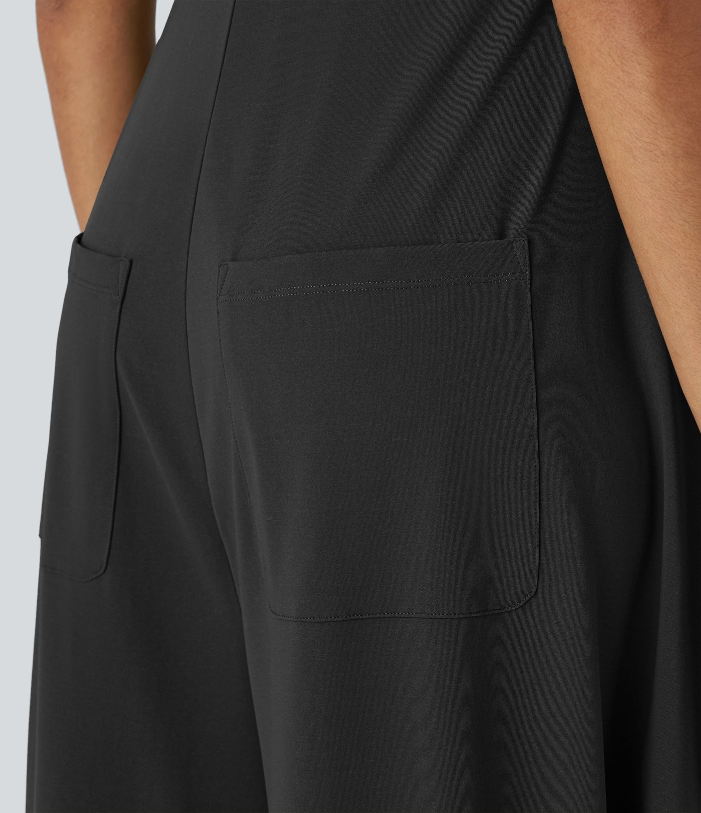 Pockets Draped Wide Leg Casual Jumpsuit