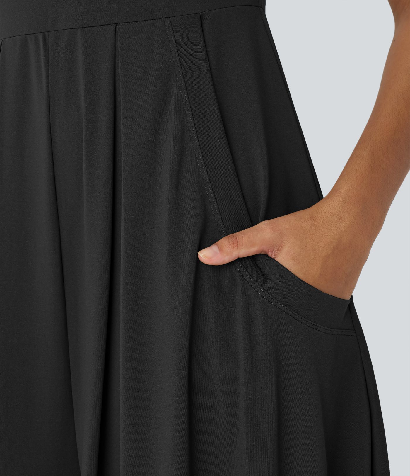 Pockets Draped Wide Leg Casual Jumpsuit