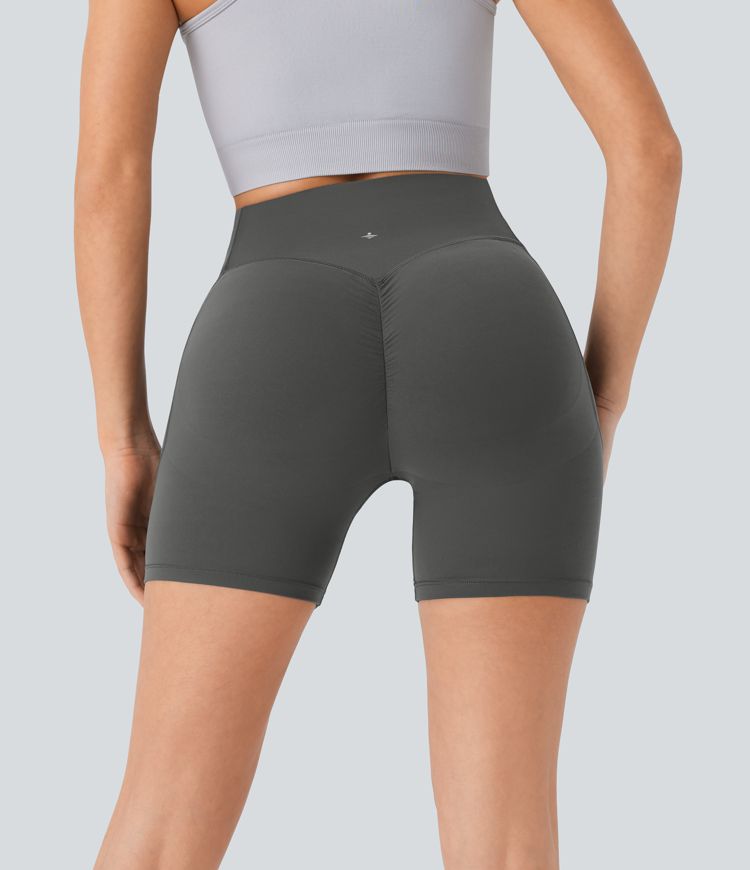 SoCinched High Waisted Butt Lifting Tummy Control Side Pocket Shaping Workout UltraSculpt Biker Shorts 5''