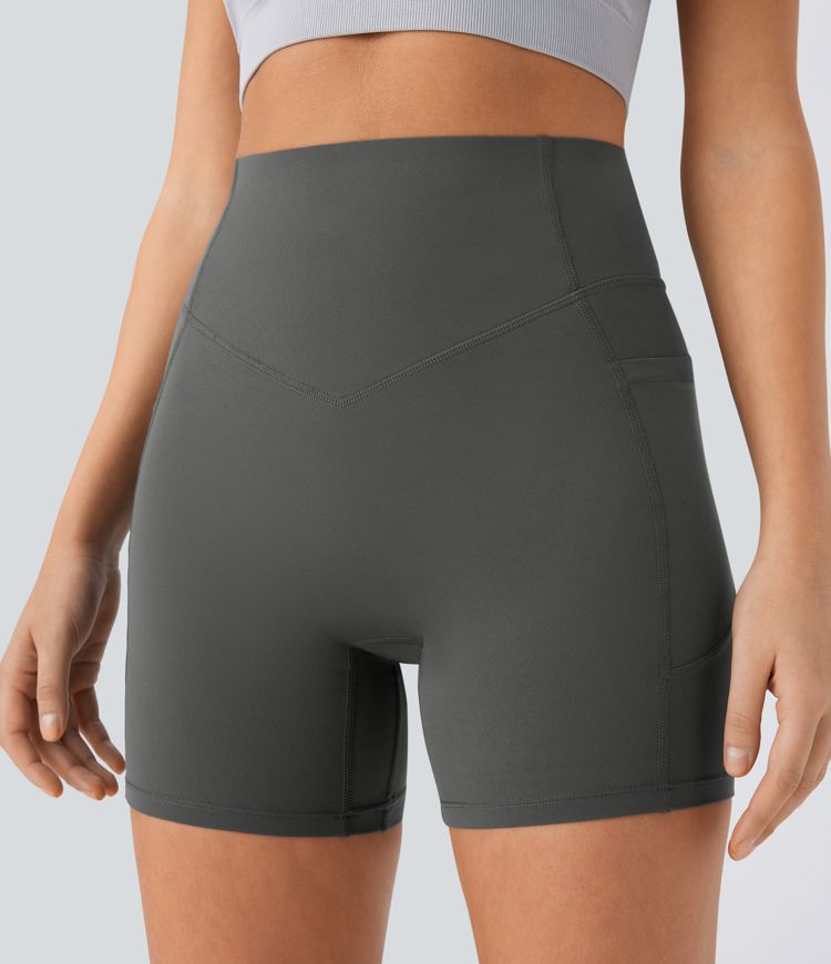 Halara UltraSculpt™ High Waisted Scrunch Butt Lifting Tummy Control Pocket Shaping Workout Biker Shorts 5''