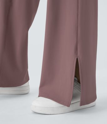 DayStretch Crossover Pocket Hem Wide Leg Yoga Pants-Smile