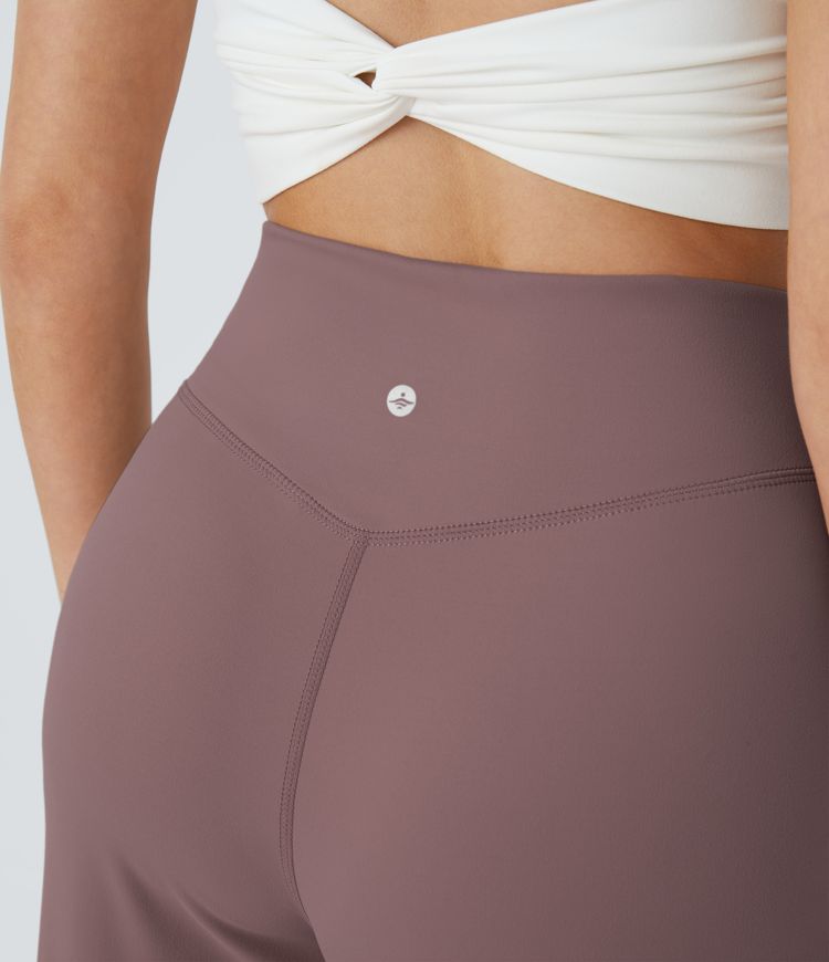 DayStretch Crossover Pocket Hem Wide Leg Yoga Pants-Smile