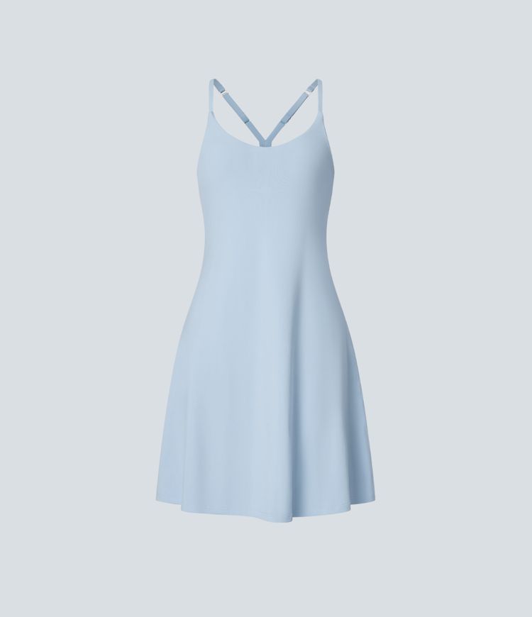 Softlyzero™ Airy Backless Cut Out Adjustable Strap 2-in-1 Pocket  Longer Active Dress-UPF50+