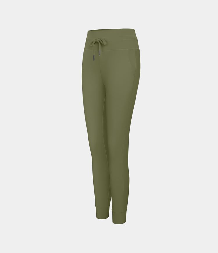 Joggers Softlyzero™ Plush liso largo completo bolsillo lateral cordón tiro alto