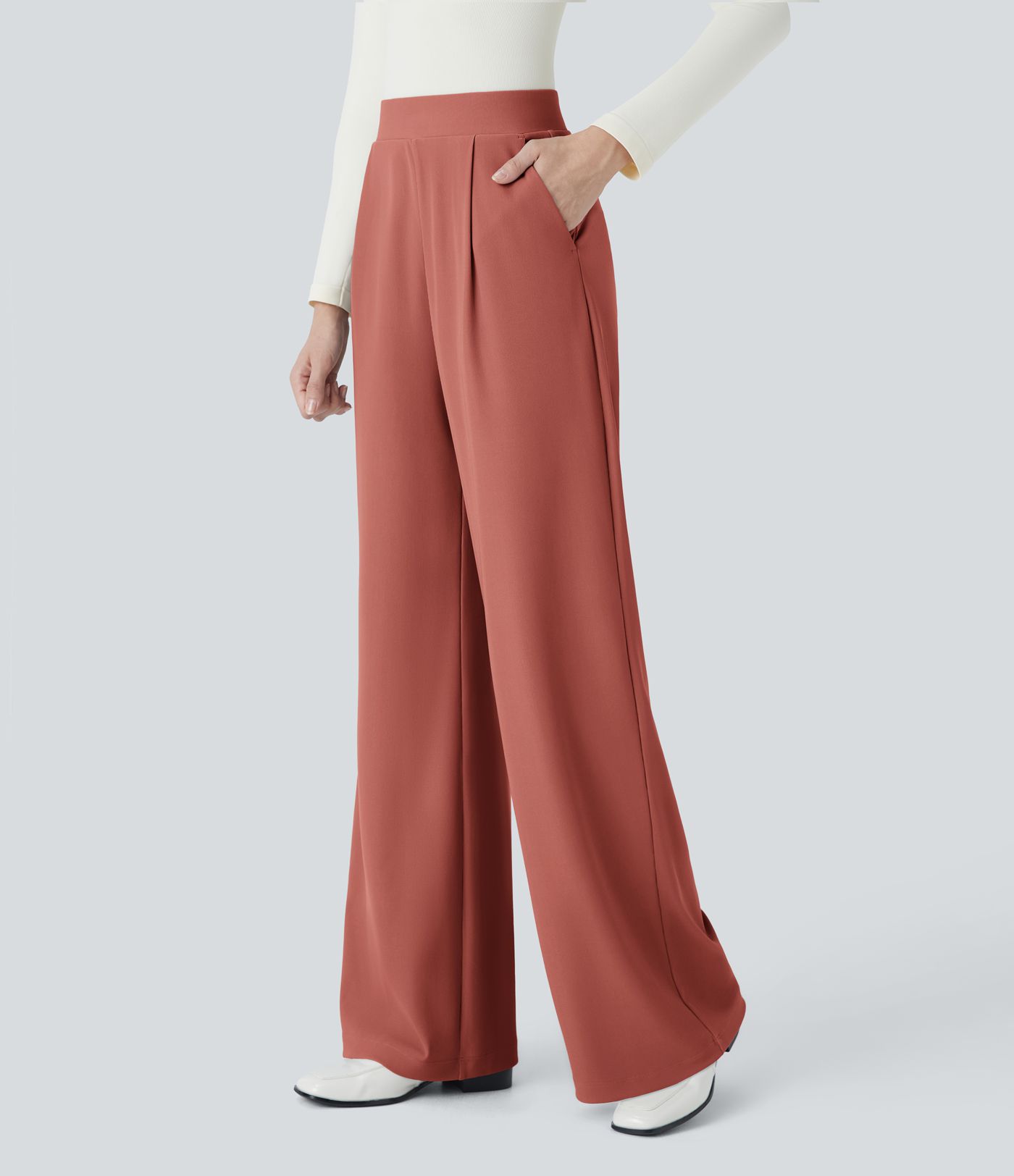 Halara Flex™ High Waisted Body Sculpt Waist-Slimming Pocket Wide Leg Micro Waffle Work Pants