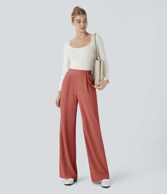 Halara Flex™ High Waisted Body Sculpt Waist-Slimming Pocket Wide Leg Micro Waffle Work Pants