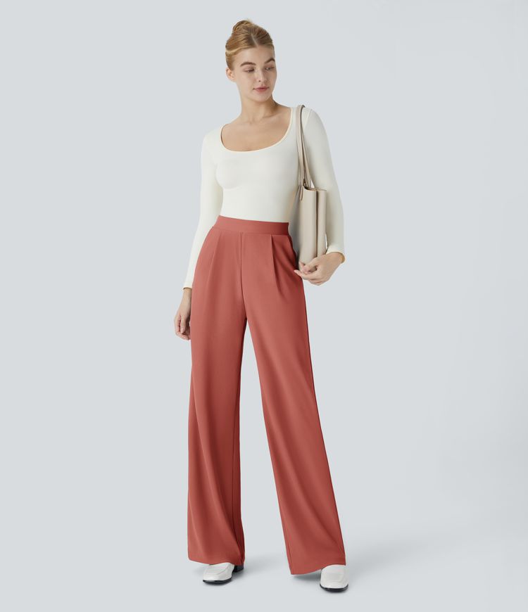 Halara Flex™ High Waisted Body Sculpt Waist-Slimming Pocket Wide Leg Micro Waffle Work Pants