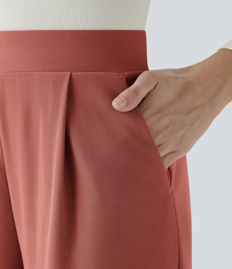 Halara Flex™ High Waisted Body Sculpt Waist-Slimming Pocket Wide Leg Micro Waffle Work Pants