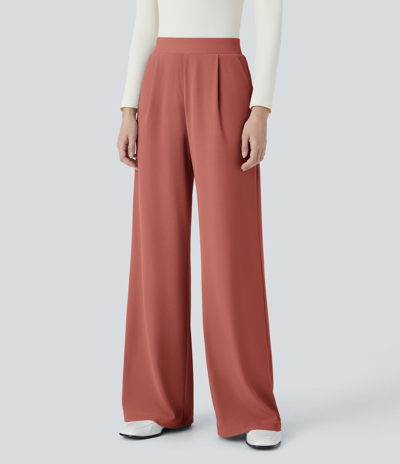 Halara Flex™ High Waisted Body Sculpt Waist-Slimming Pocket Wide Leg Micro Waffle Work Pants