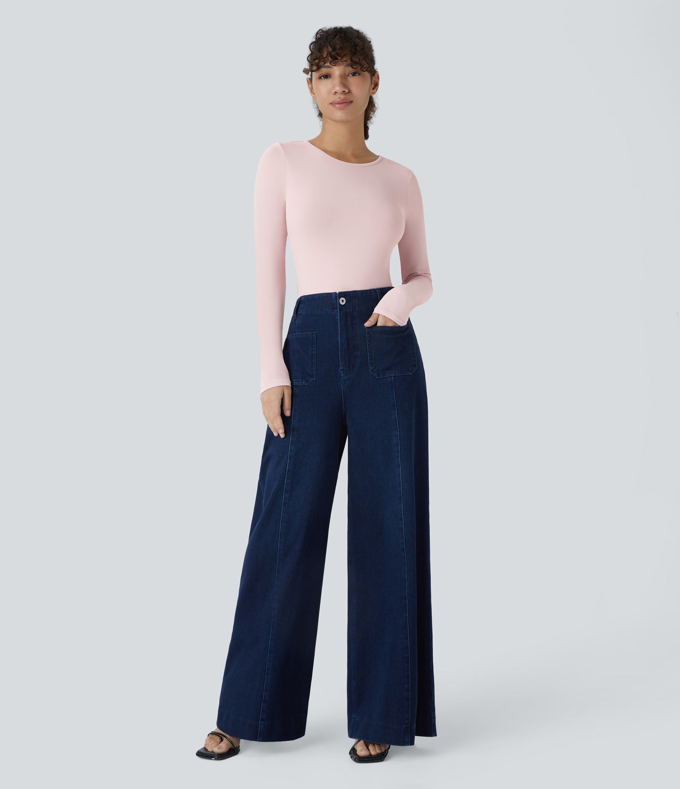 Round Neck Long Sleeve Casual Bodysuit