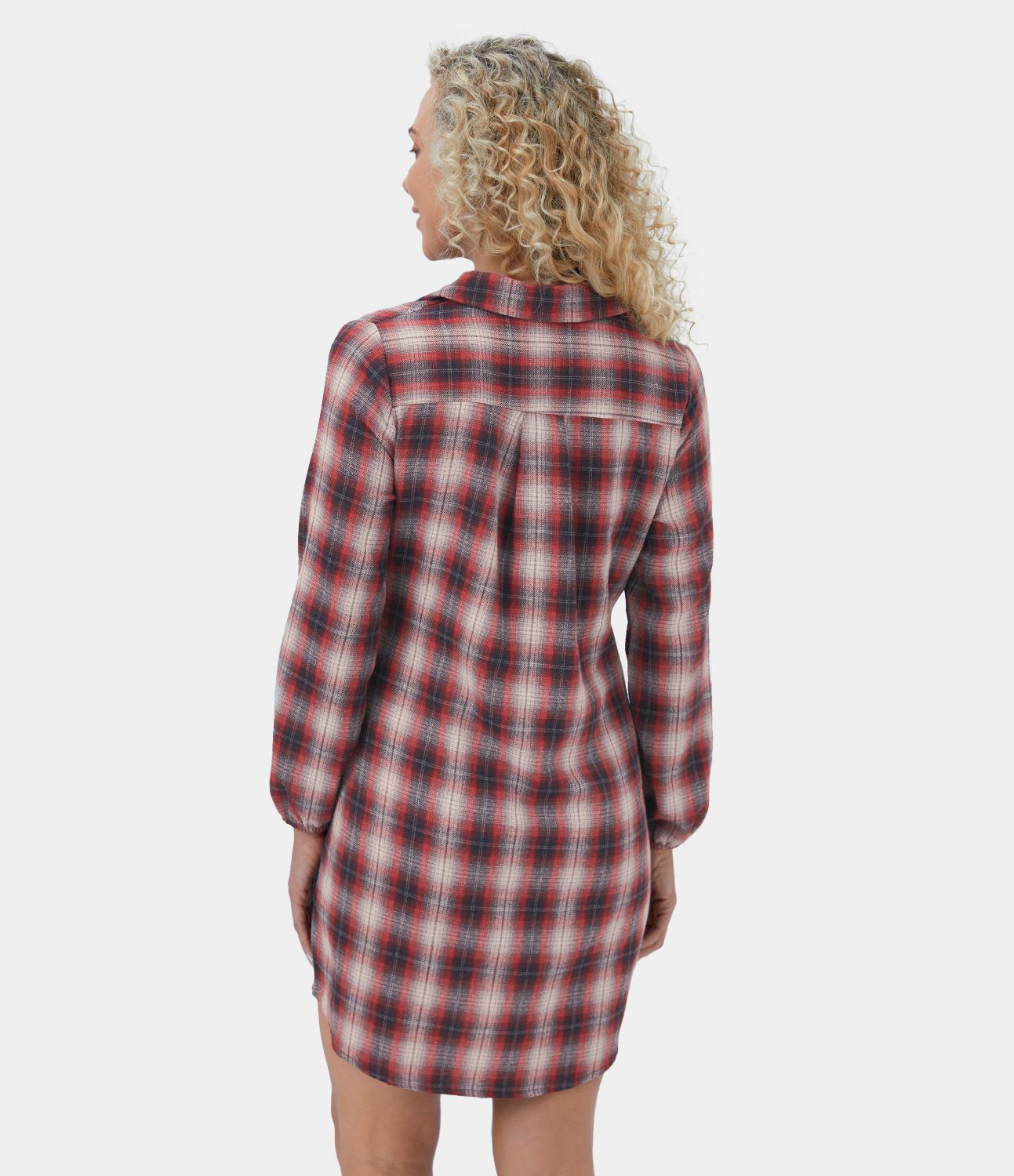 Tie Front Long Sleeve Plaid Mini Casual Dress