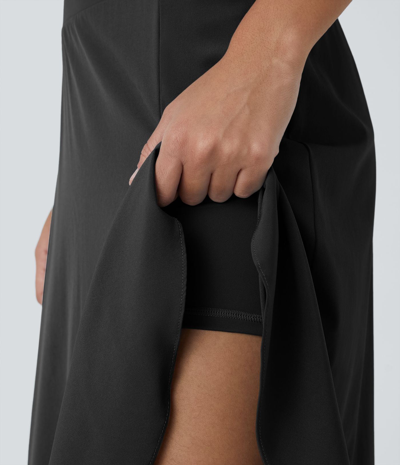 Breezeful™ High Waisted Asymmetric Ruffle Trim Hem 2-in-1 Maxi Quick Dry Casual Skirt