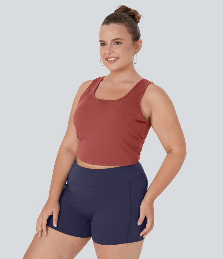 Camiseta danza ballet barre sin mangas cuello en U sin espalda cruzada talla plus