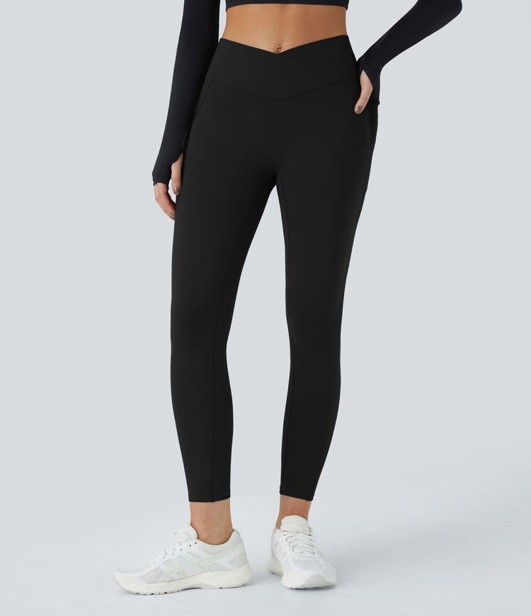 SoftlyZero™ Plush Thermal High Waisted Crossover Pocket Yoga Leggings