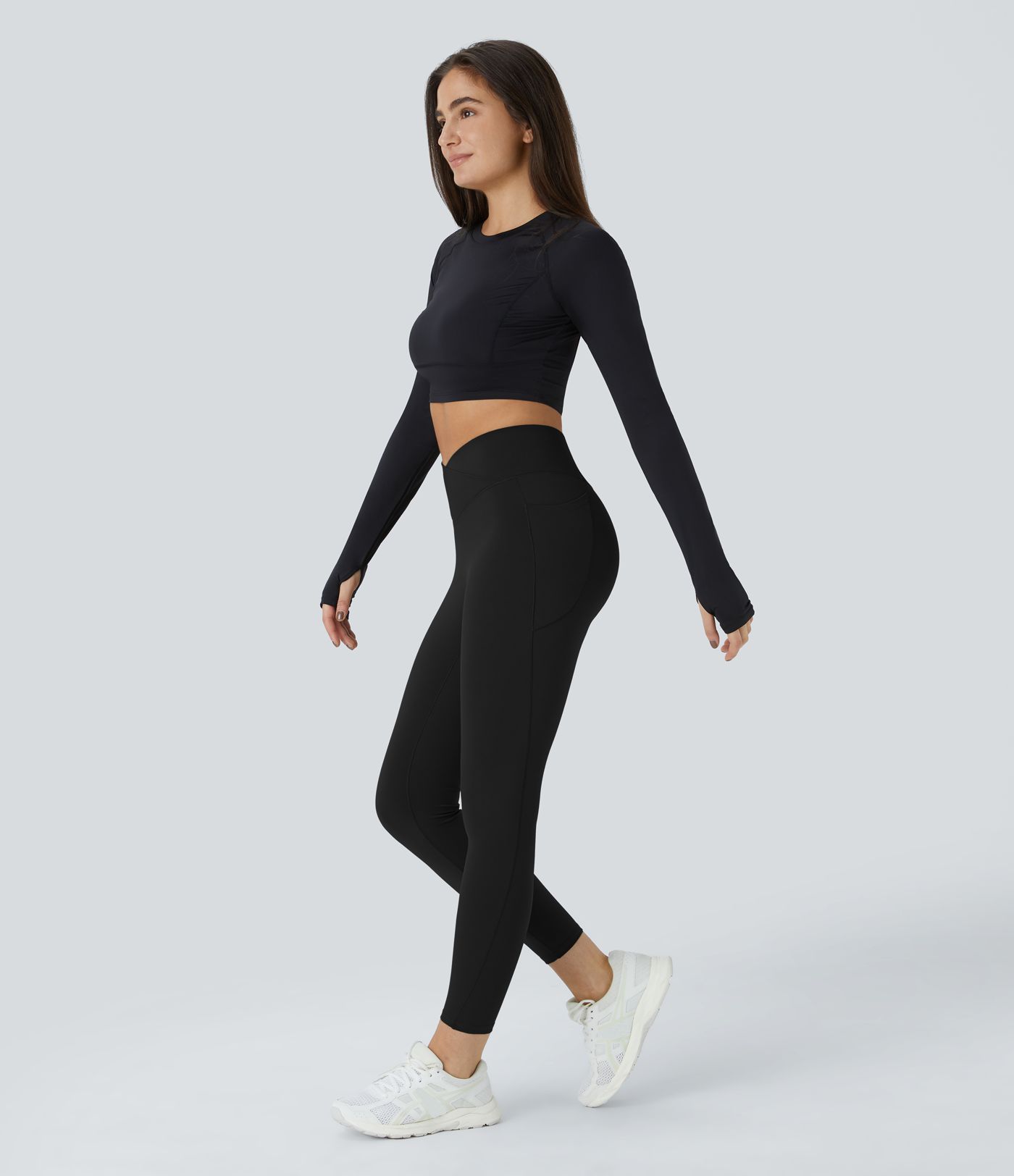 SoftlyZero™ Plush Thermal High Waisted Crossover Pocket Yoga Leggings