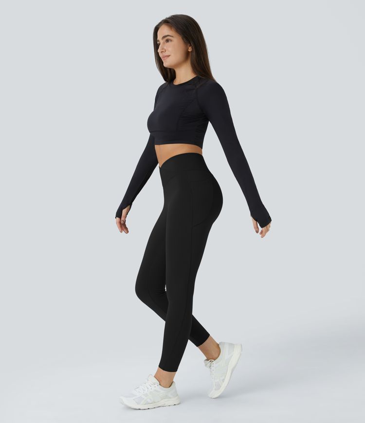 SoftlyZero™ Plush Thermal High Waisted Crossover Pocket Yoga Leggings