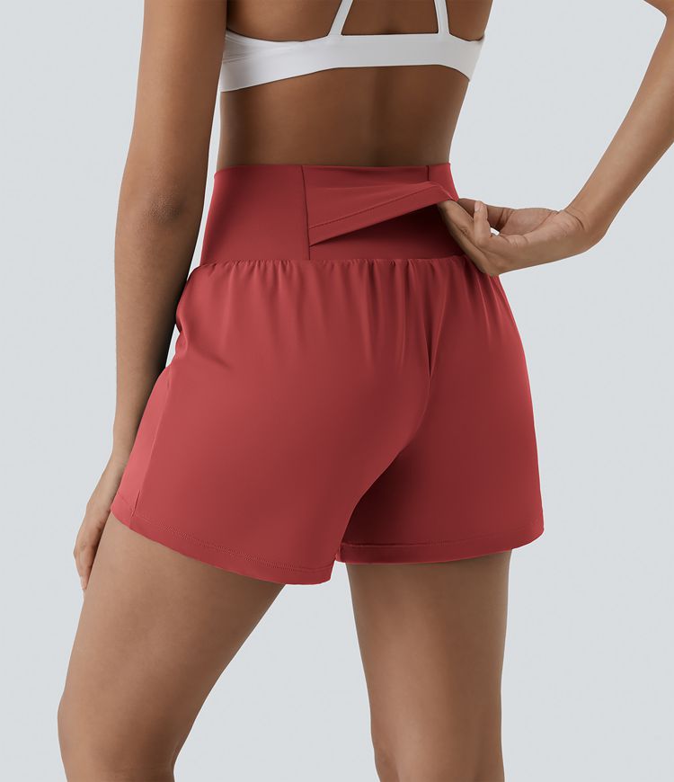 Super High Waisted Pocket & Pocket 2-in-1 Yoga Shorts 5''-Longer Length