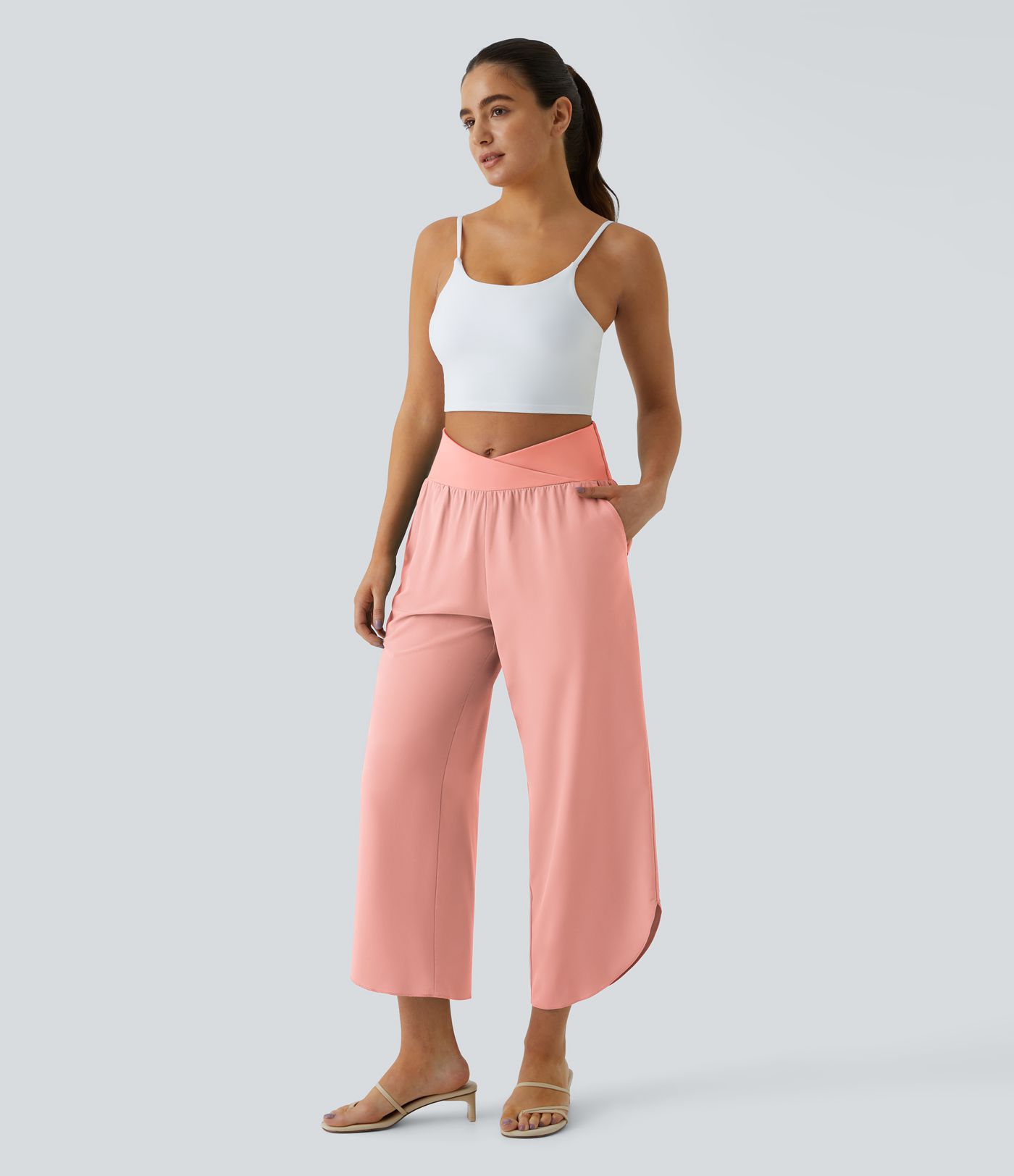 Breezeful™ High Waisted Crossover Quick Dry Resort Pants with Pockets