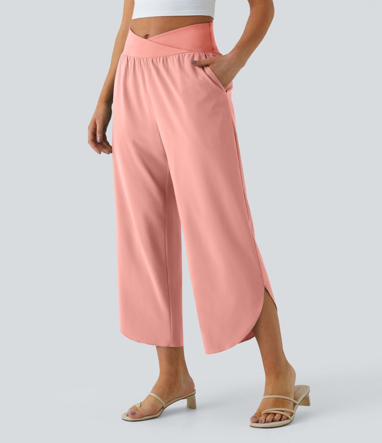 Breezeful™ High Waisted Crossover Side Pocket Split Quick Dry Resort Pants