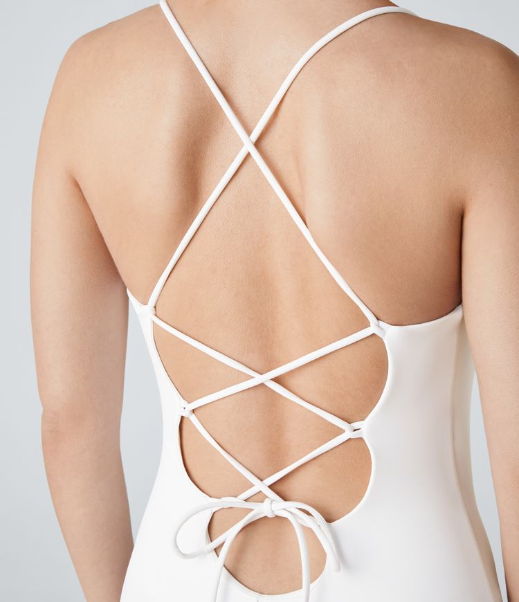 SoftlyZero™ Airy Crossover Ruched Lace Up Bodycon Cool Touch Dress-UPF50+