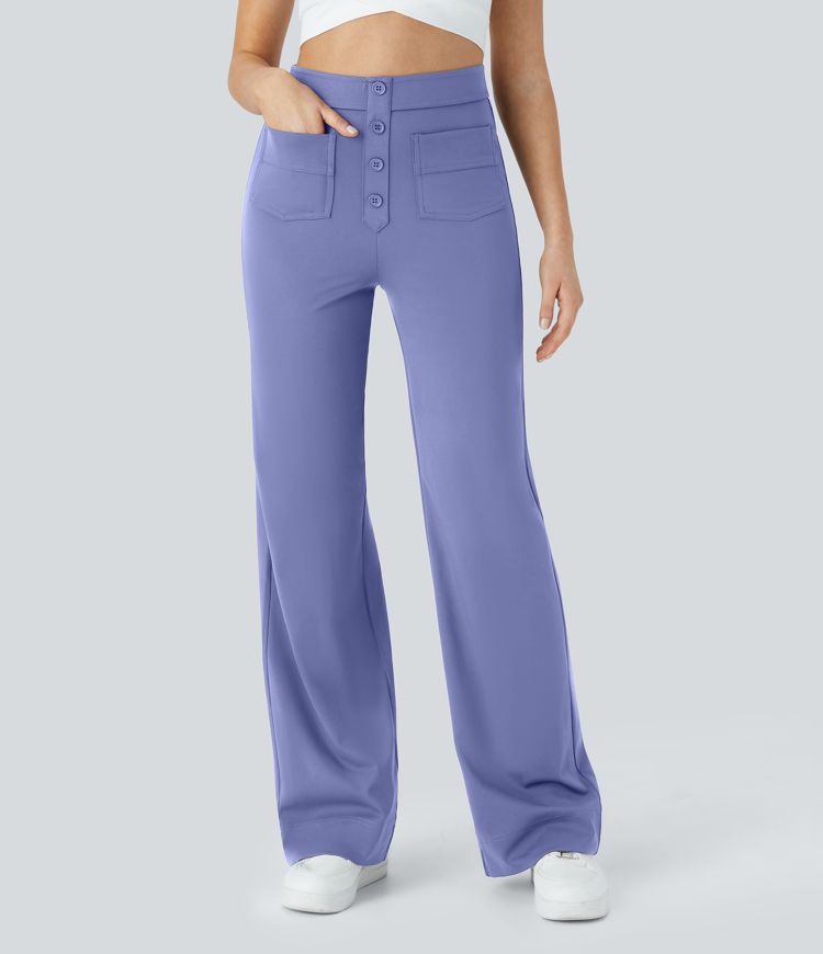 DayStretch High Waisted Pockets Straight Leg Casual Pants