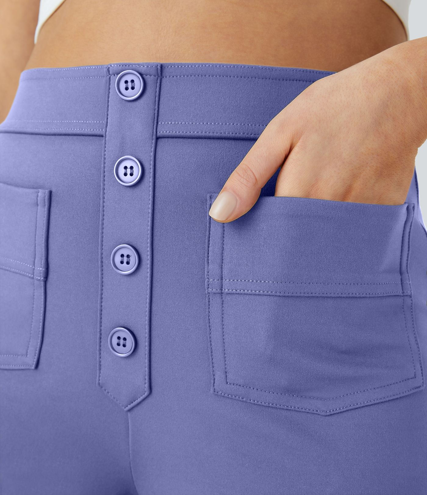 DayStretch High Waisted Pockets Straight Leg Casual Pants