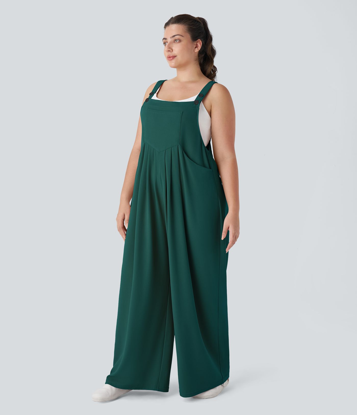 Pockets Waffle Casual Plus Size Overalls