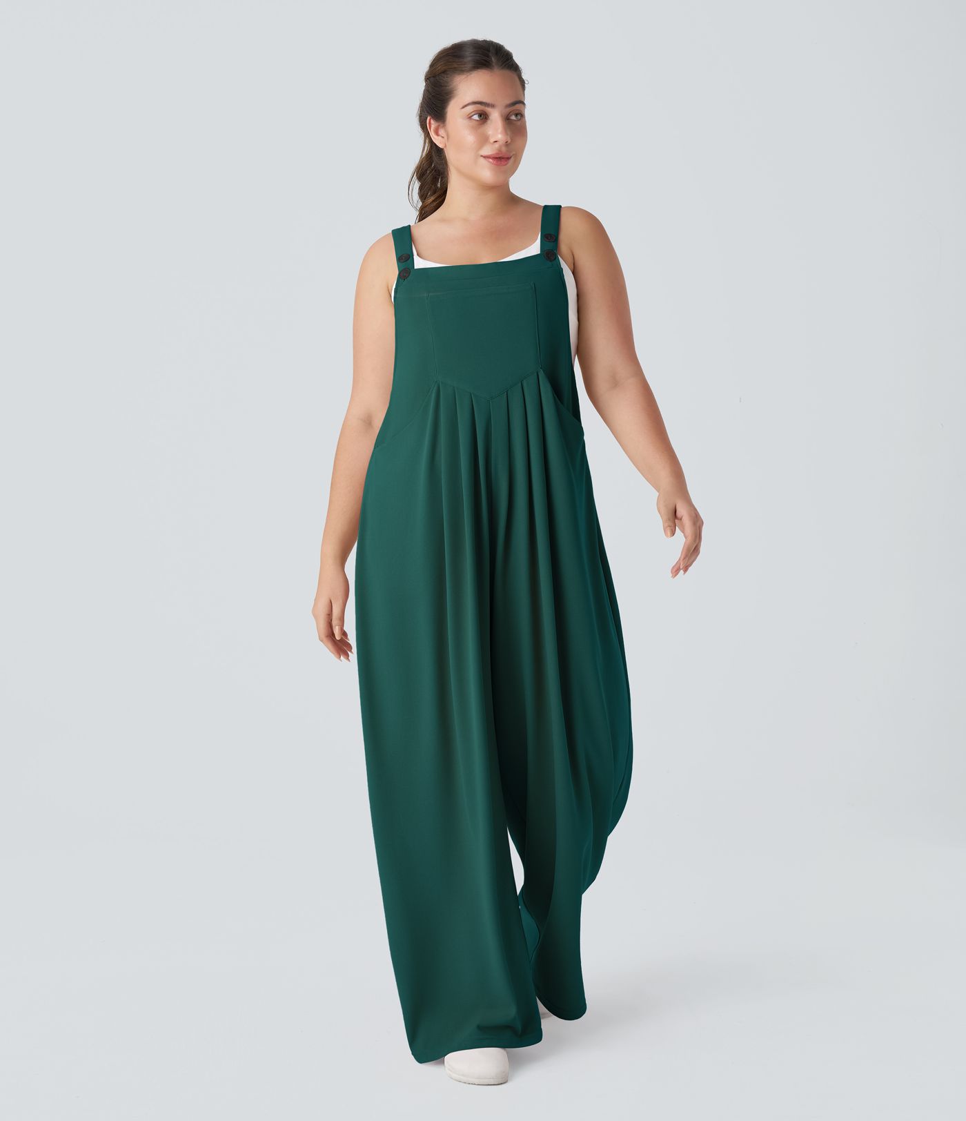 Pockets Waffle Casual Plus Size Overalls
