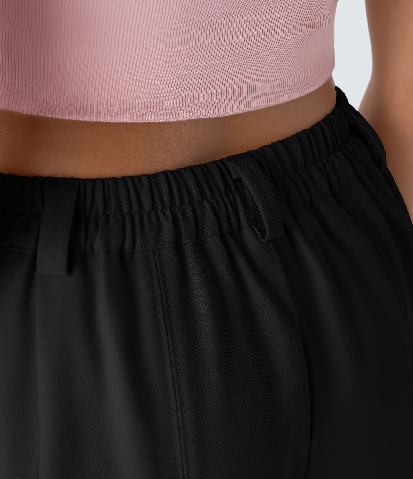 Pantalón oficina pierna barril bolsillo lateral plisado tiro medio