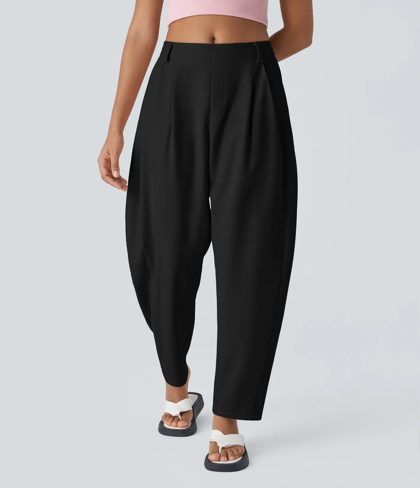 Mid Rise Pocket Barrel Leg Work Pants