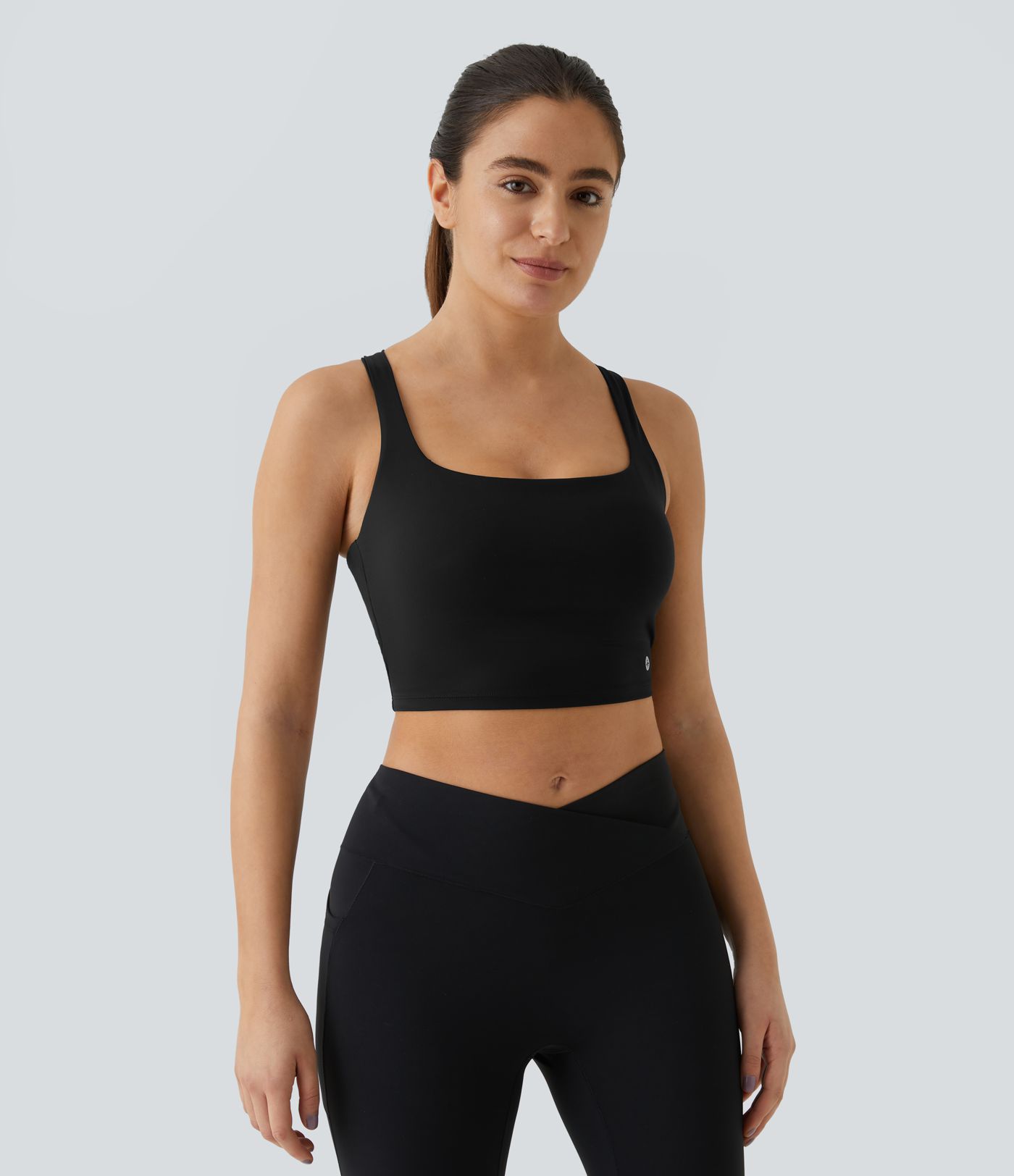 SoftlyZero™ Luftig Fyrkantig Halsringning Rygglös Korsad Beskuren Sval Yoga Linne - UPF50+ A-C Kupor