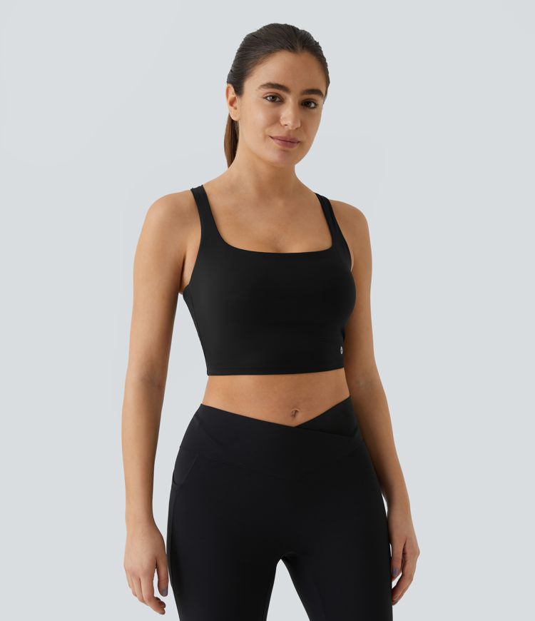 Softlyzero™ Airy Square Neck Backless Crisscross Cropped Cool Touch Yoga Tank Top-UPF50+