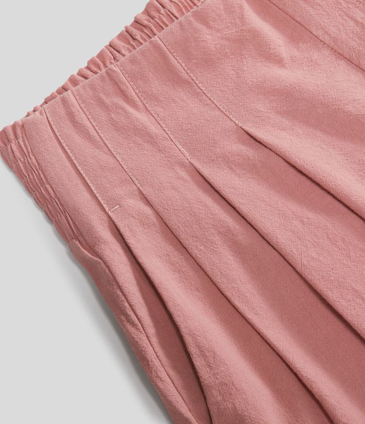 Shorts algodón vacación bolsillo lateral plisado fruncido tiro alto