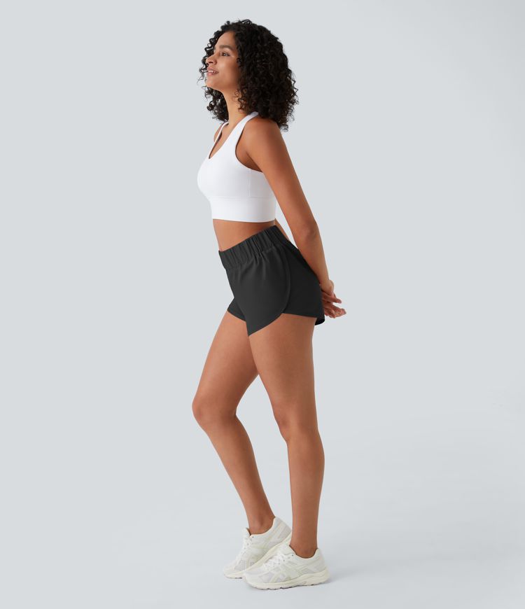 High-waisted dolphin hem casual shorts 2-inch