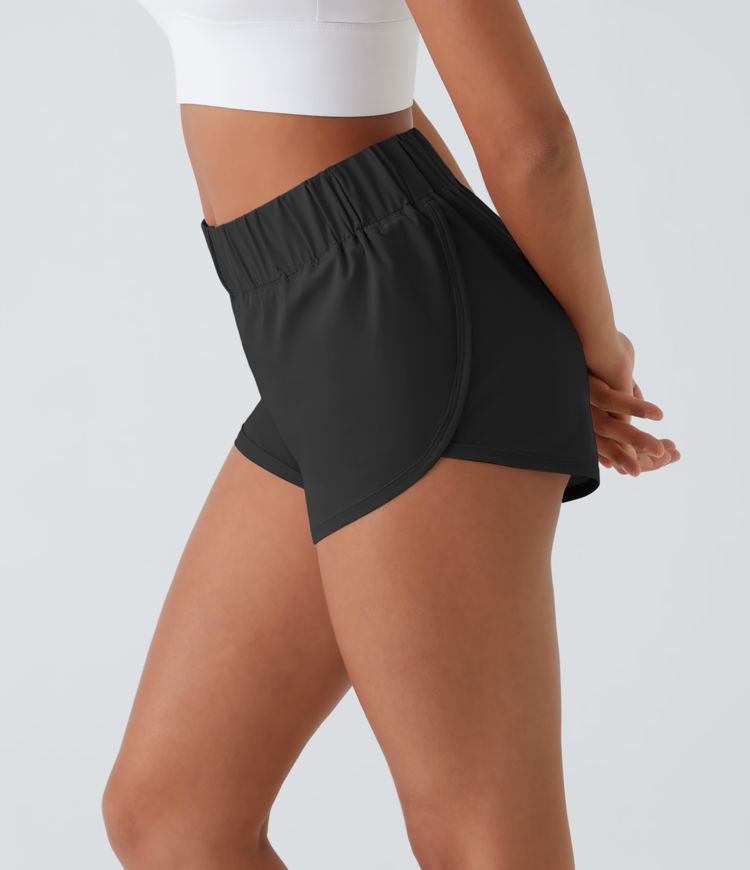 High Waisted Dolphin Hem Casual Shorts 2"