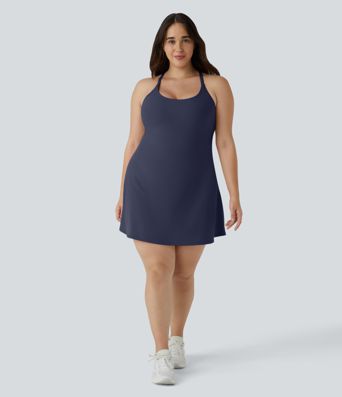 Everyday SoftlyZero™ Plush Backless 2-in-1 Flare Workout Plus Size Dress-Wannabe-Easy Peezy