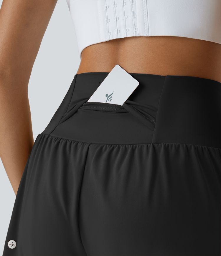 Super High Waisted Back Pocket & Side Hidden Pocket 2-in-1 Yoga Shorts 2.5"