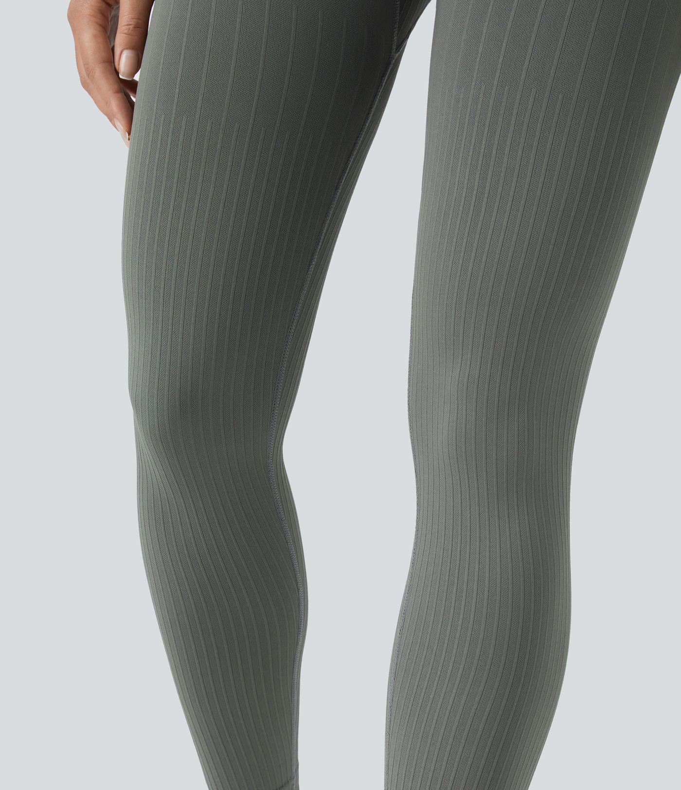 Leggings de entrenamiento acanalados con tiro alto suaves y sin costuras con control de abomen y push-up