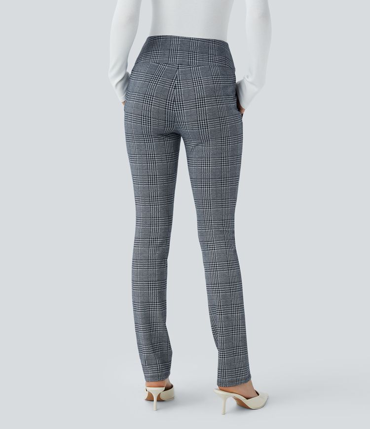 Halara Flex™ High Waisted Houndstooth Plaid Skinny Work Pants with Pockets