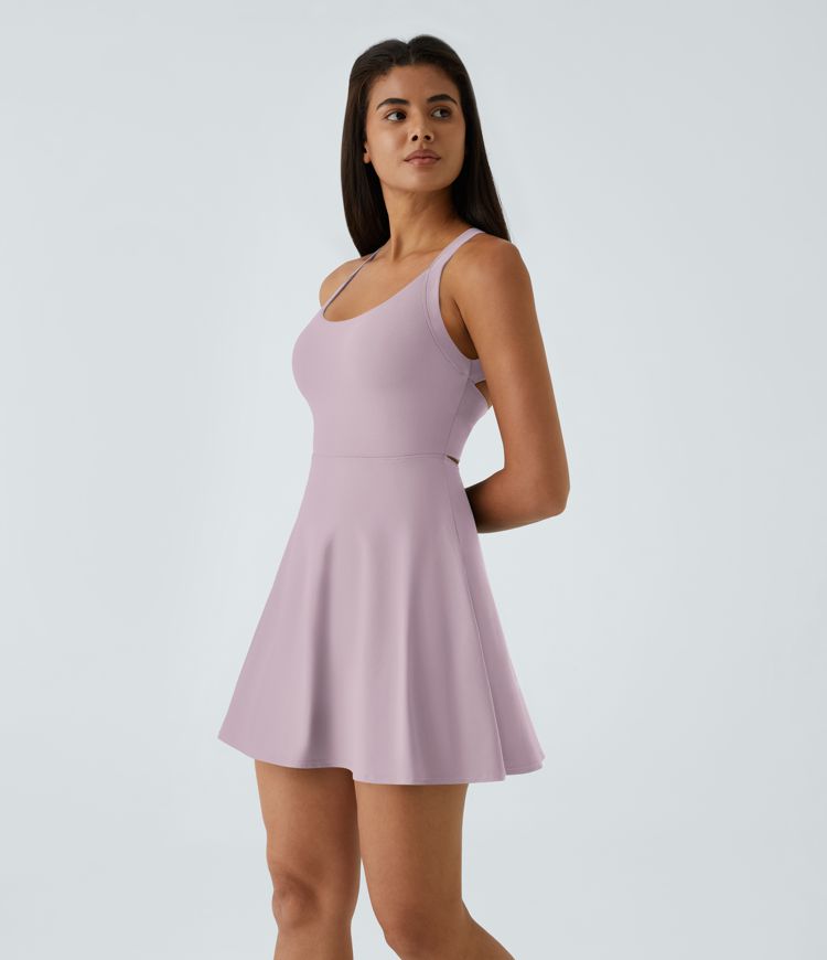 SoftlyZero™ Airy Backless Twisted Flare Low Support Dance Active Dress-Longer Length-Easy Peezy Edition A-D Cups