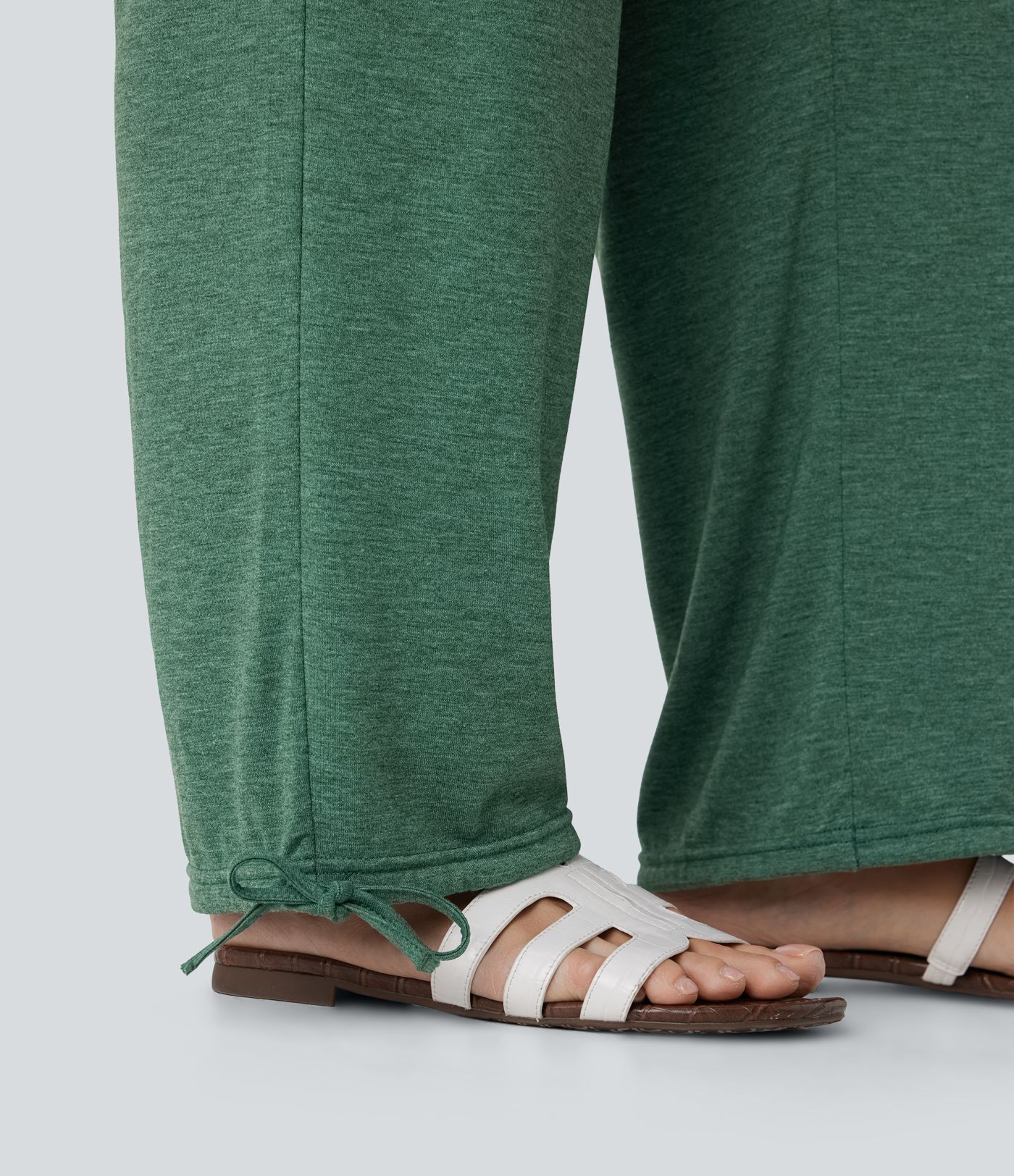 Pantalon de jogging décontracté à taille haute croisée avec poches latérales et cordon de serrage